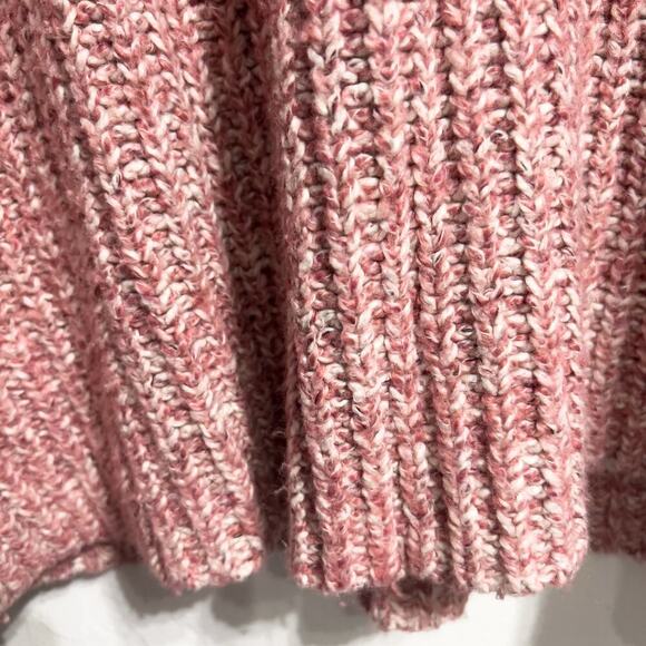Point Sur J. Crew Sweater XL Marled Pink Mock Neck Long Sleeve Chunky Knit - Picture 5 of 9